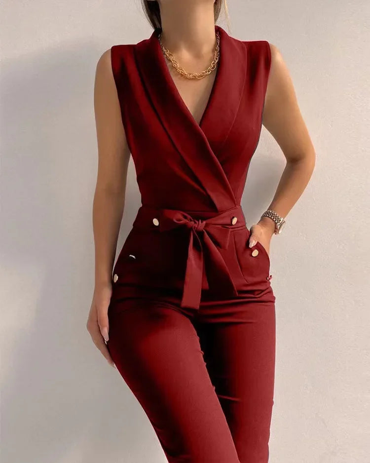 Women’s Elegant Sleeveless Wrap Jumpsuit