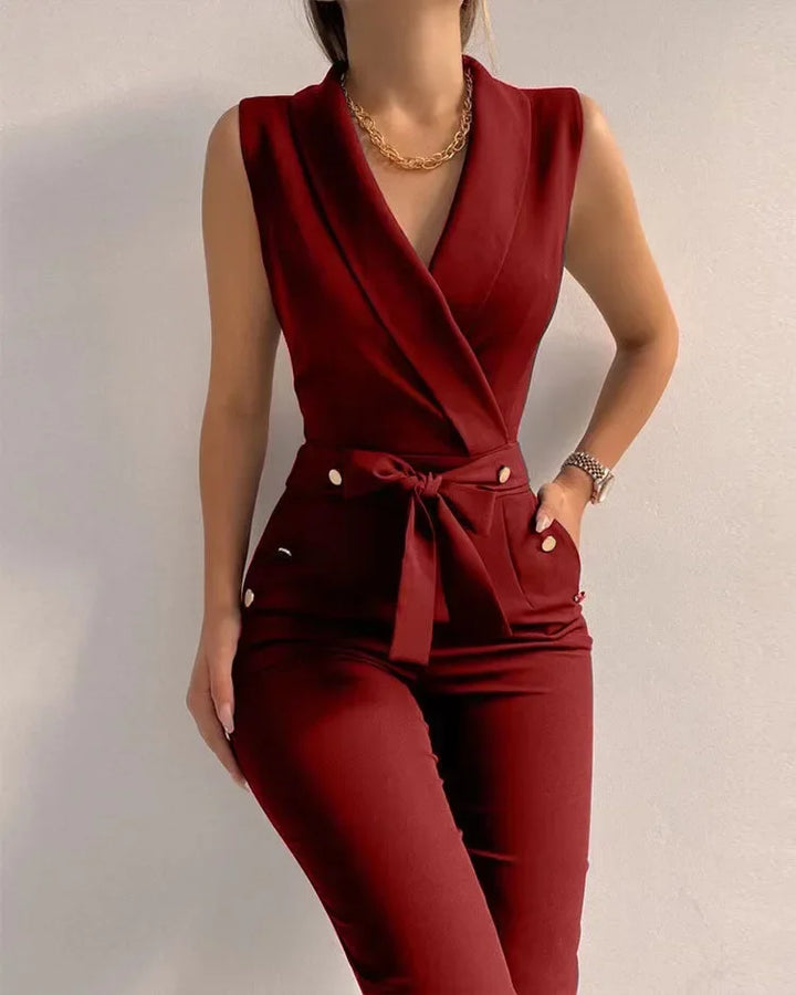 Women’s Elegant Sleeveless Wrap Jumpsuit