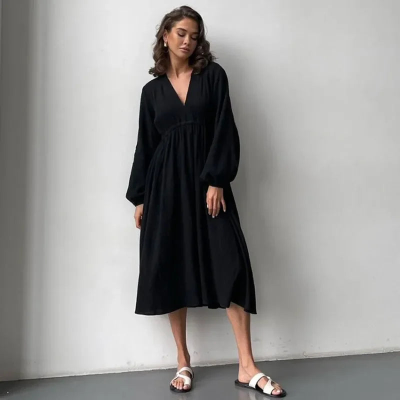 Women’s Elegant Long Sleeve Midi Dress
