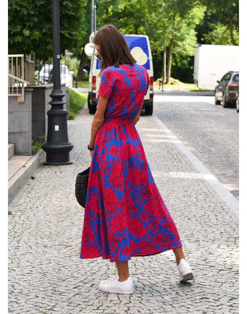 Women's Wrap Dress | with Belt and Short Sleeves