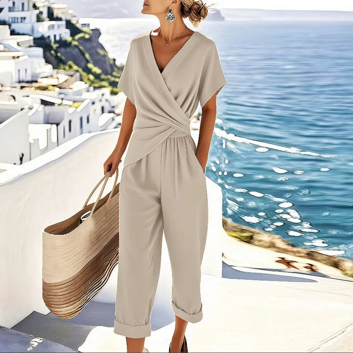 Women’s V-Neck Wrap Style Jumpsuit