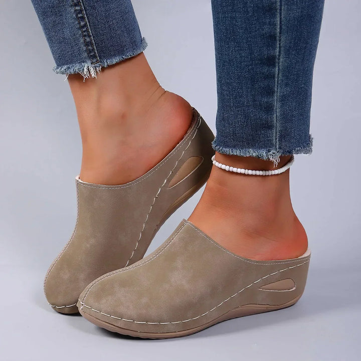 Wieba | Stylish Orthopedic Slippers in Suede Look with Decorative Stitching
