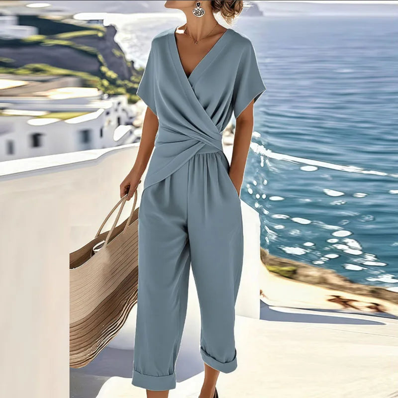 Women’s V-Neck Wrap Style Jumpsuit