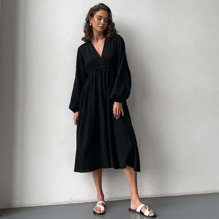 Women’s Elegant Long Sleeve Midi Dress