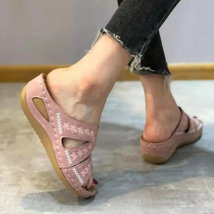 Women’s Comfort Slide Sandals with Cut-Out Design
