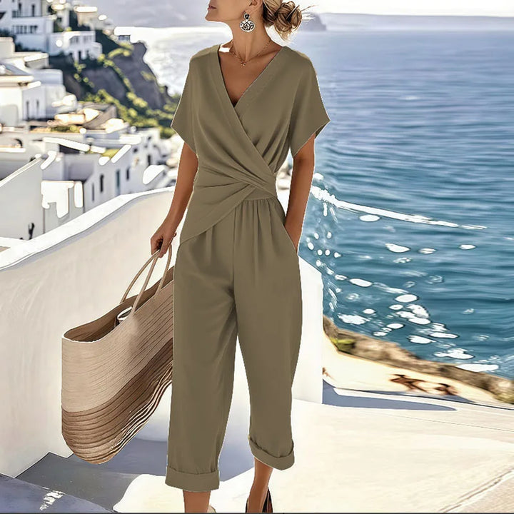 Women’s V-Neck Wrap Style Jumpsuit