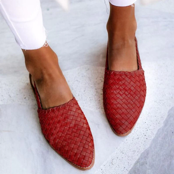 Women’s Woven Slip-On Flats with Open Heel