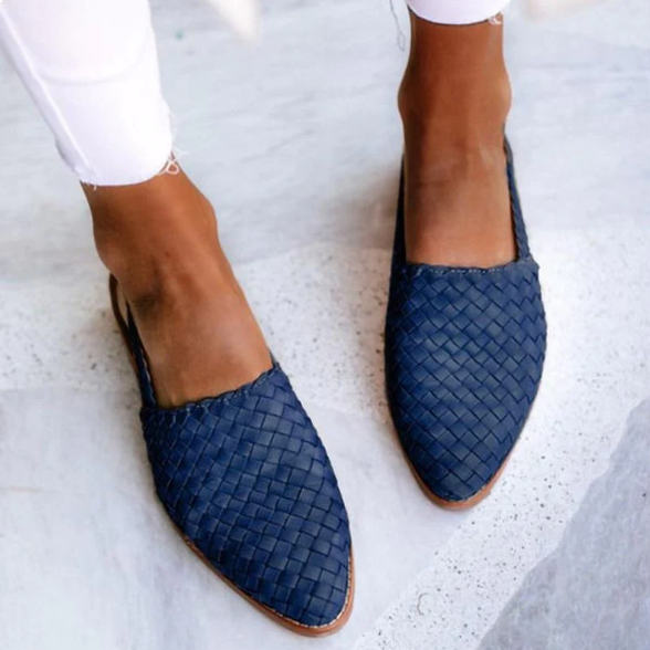 Women’s Woven Slip-On Flats with Open Heel