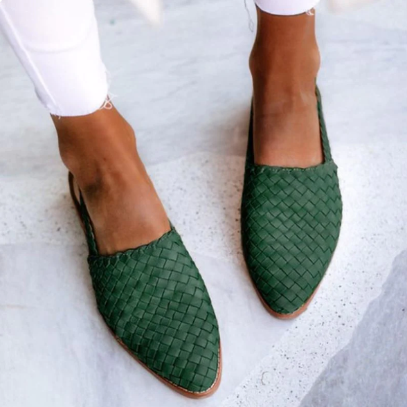 Women’s Woven Slip-On Flats with Open Heel