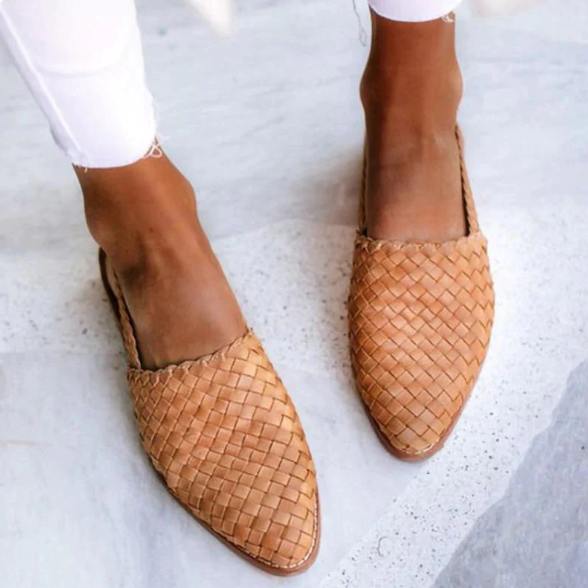 Women’s Woven Slip-On Flats with Open Heel