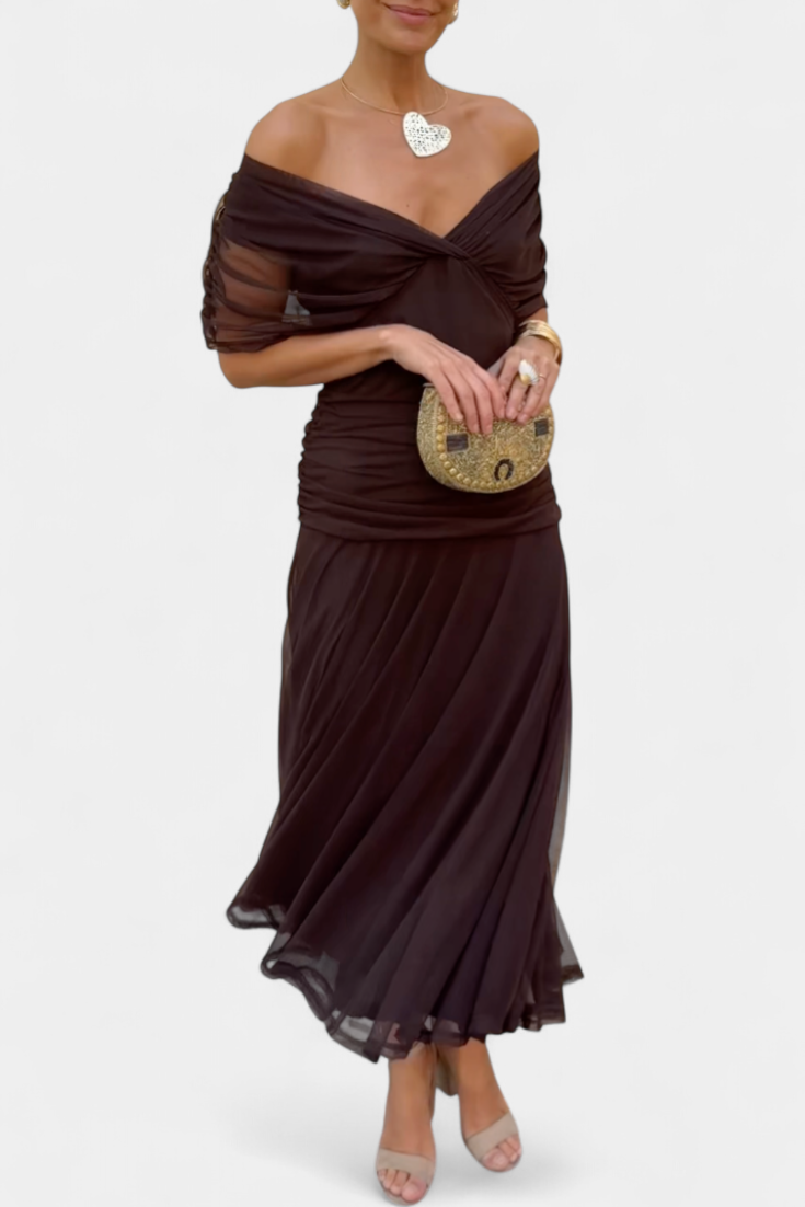 Women's Wrap Dress | with V Neckline and Gathering