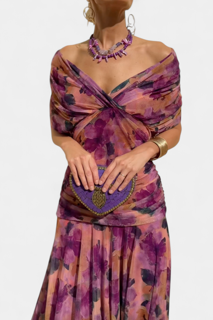 Women's Wrap Dress | with V Neckline and Gathering