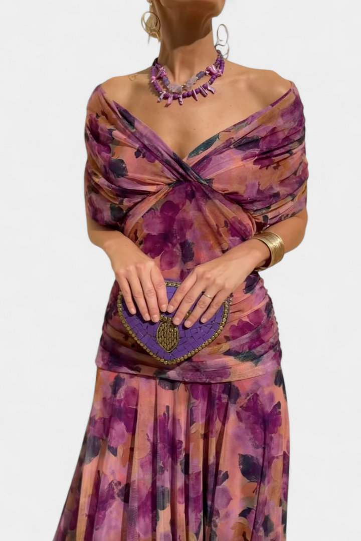 Women's Wrap Dress | with V Neckline and Gathering
