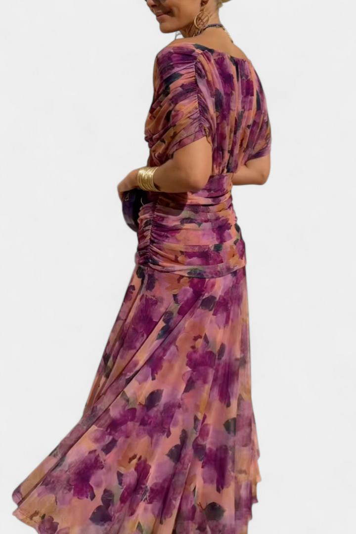 Women's Wrap Dress | with V Neckline and Gathering