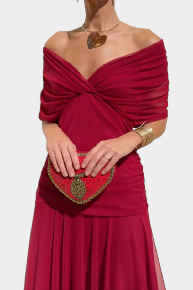 Women's Wrap Dress | with V Neckline and Gathering