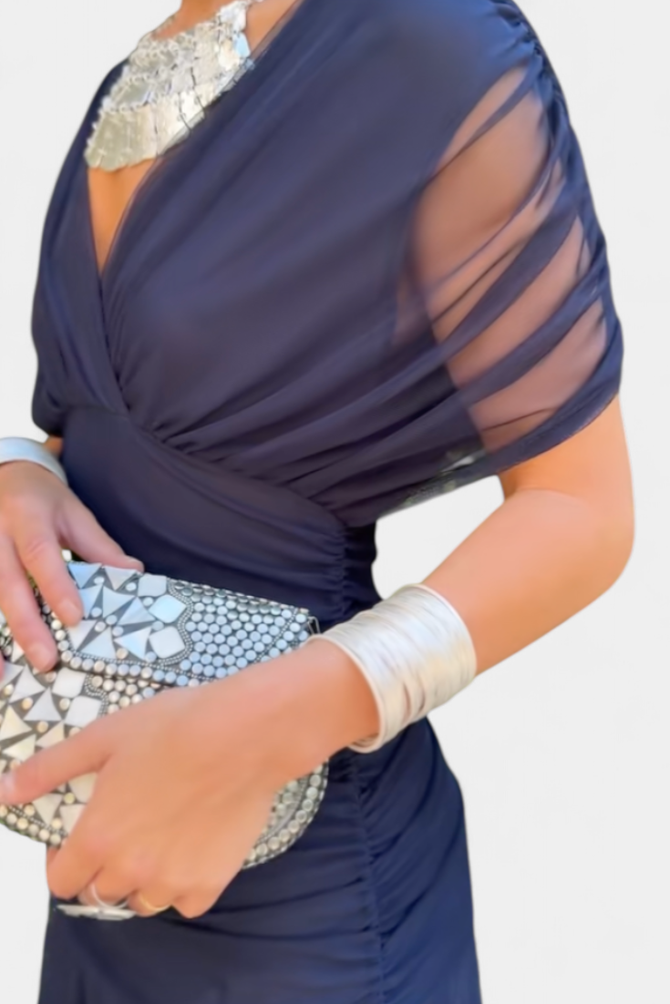 Women's Wrap Dress | with V Neckline and Gathering