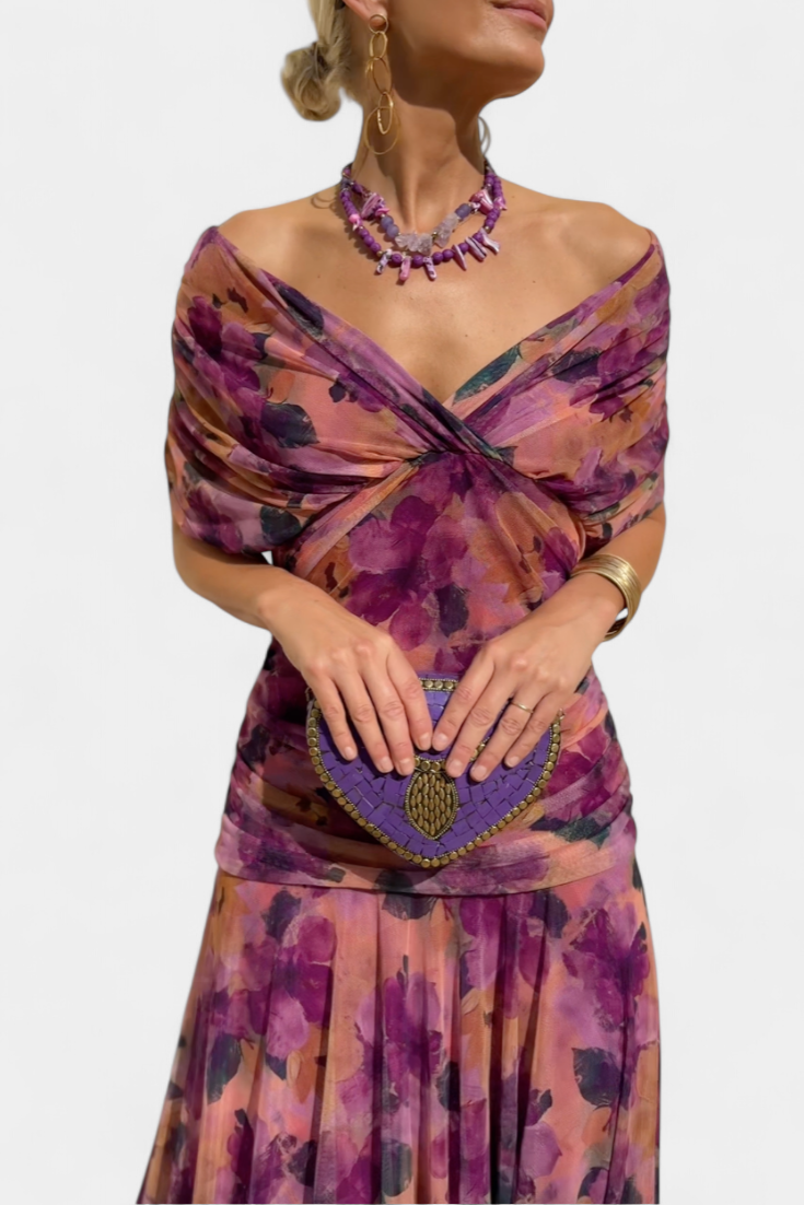 Women's Wrap Dress | with V Neckline and Gathering