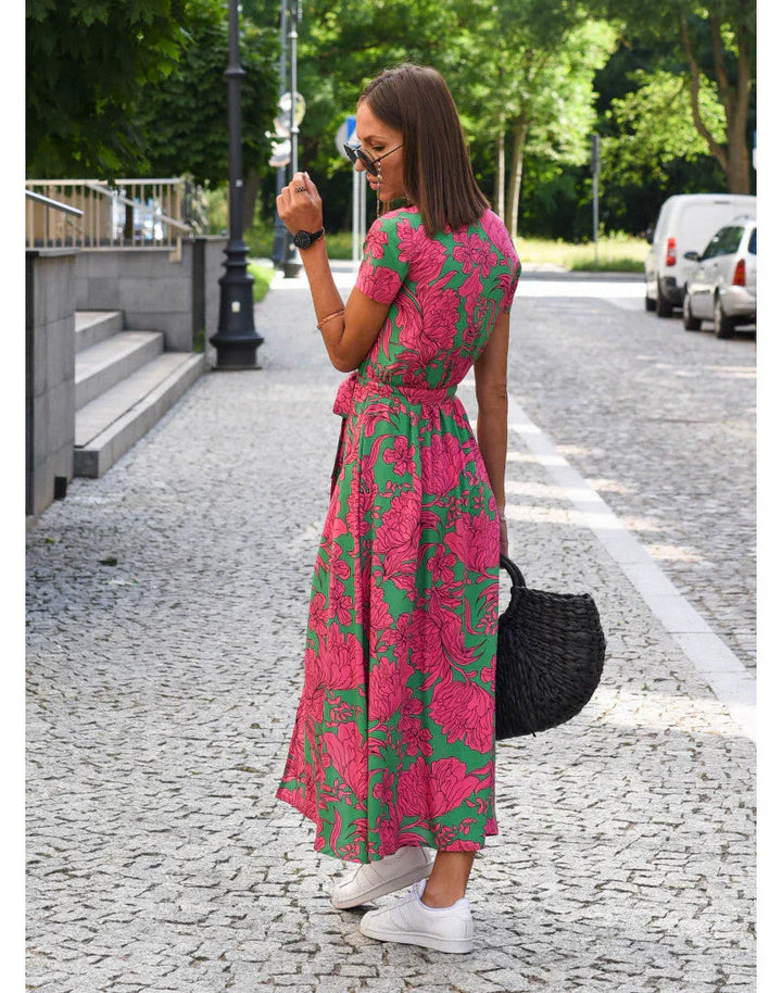 Women's Wrap Dress | with Belt and Short Sleeves