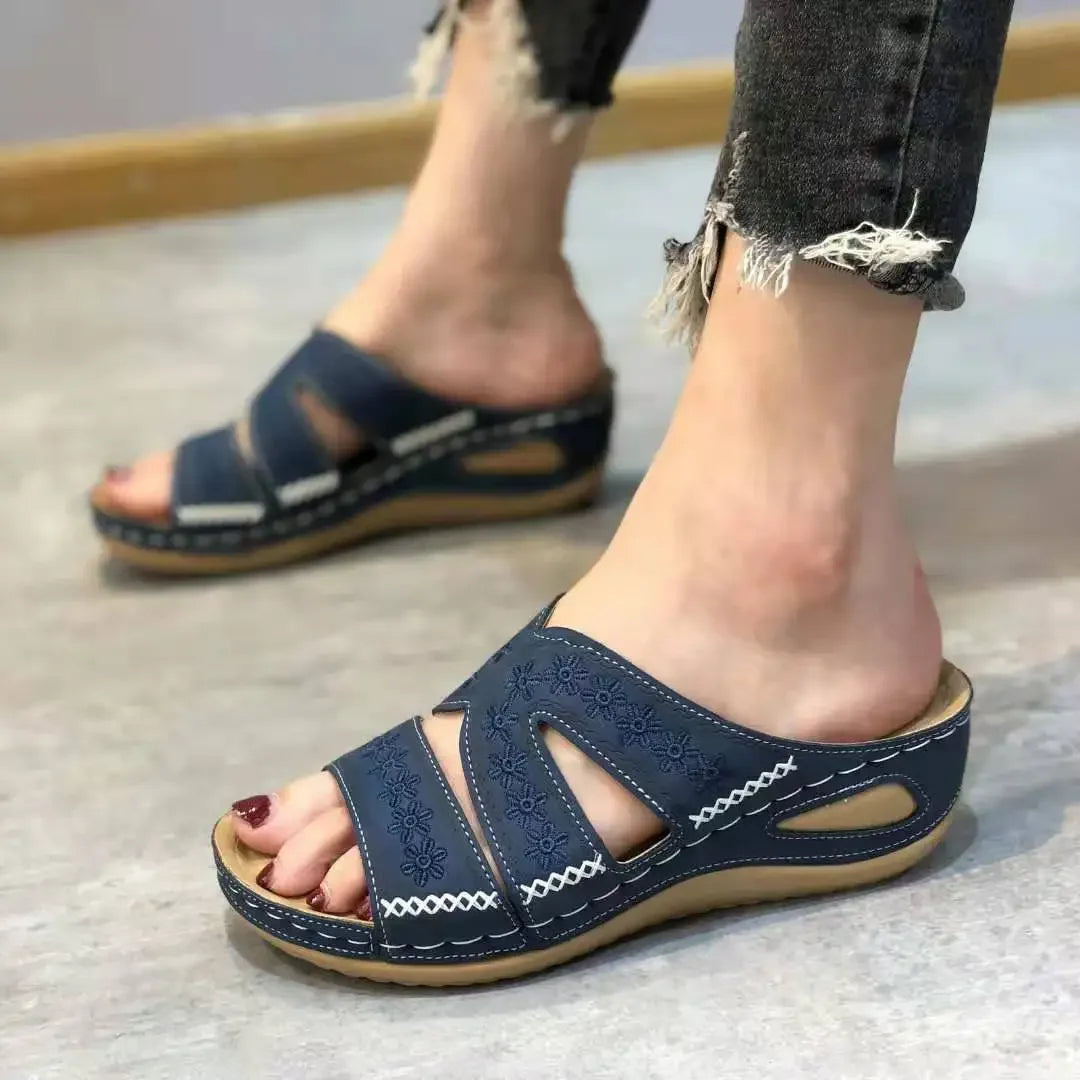 Women’s Comfort Slide Sandals with Cut-Out Design