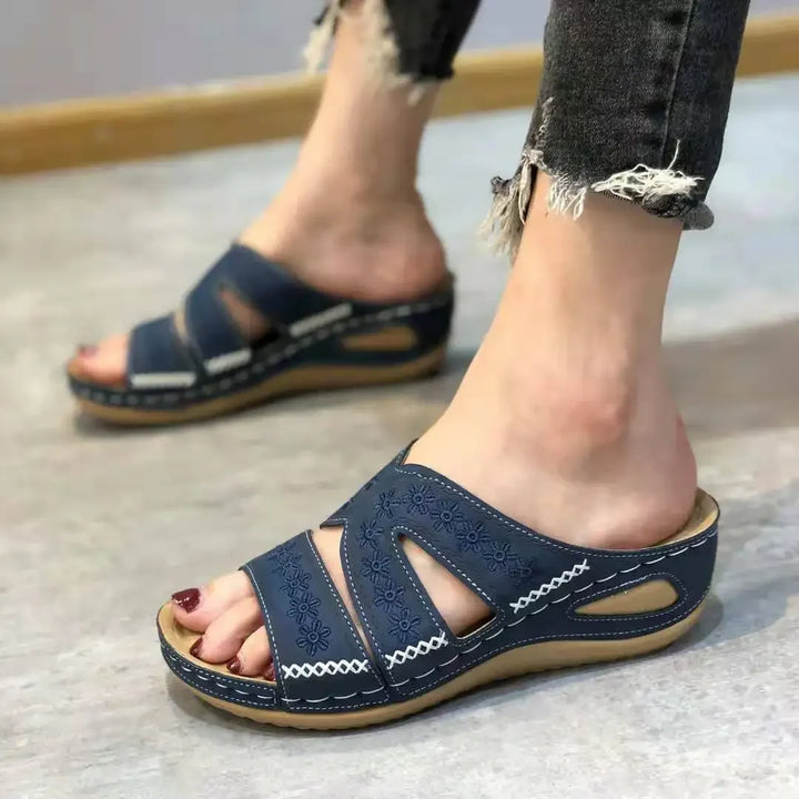 Women’s Comfort Slide Sandals with Cut-Out Design