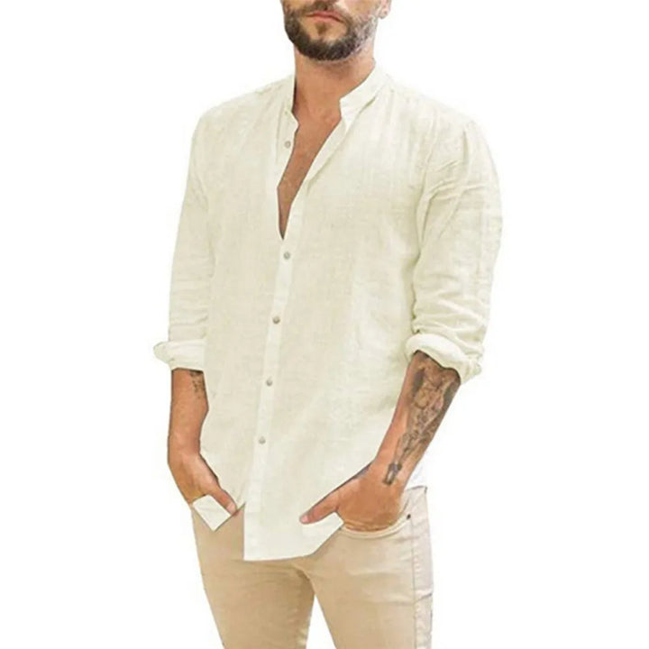 Men’s Button-Up Shirt with Mandarin Collar