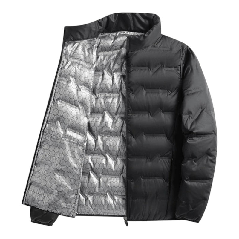 Men's Quilted Jacket with Zipper and High Collar