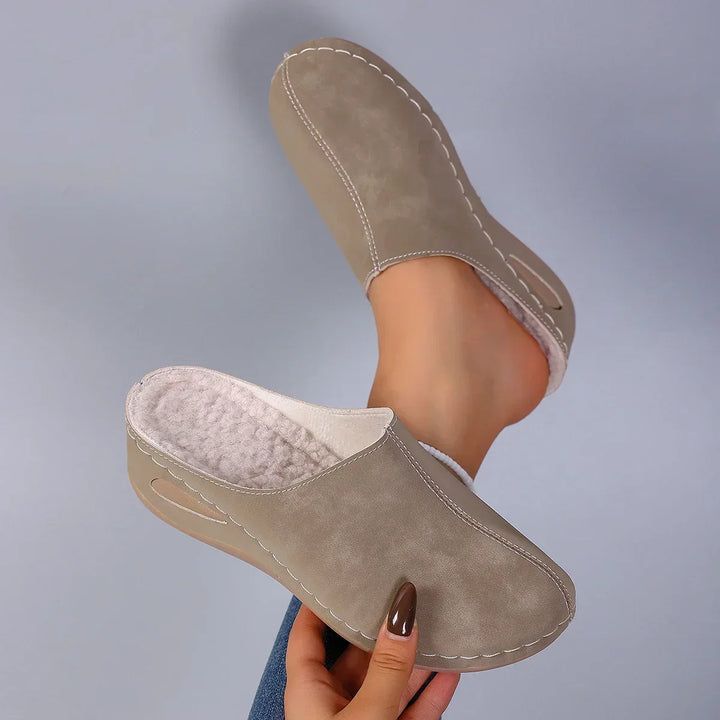 Wieba | Stylish Orthopedic Slippers in Suede Look with Decorative Stitching