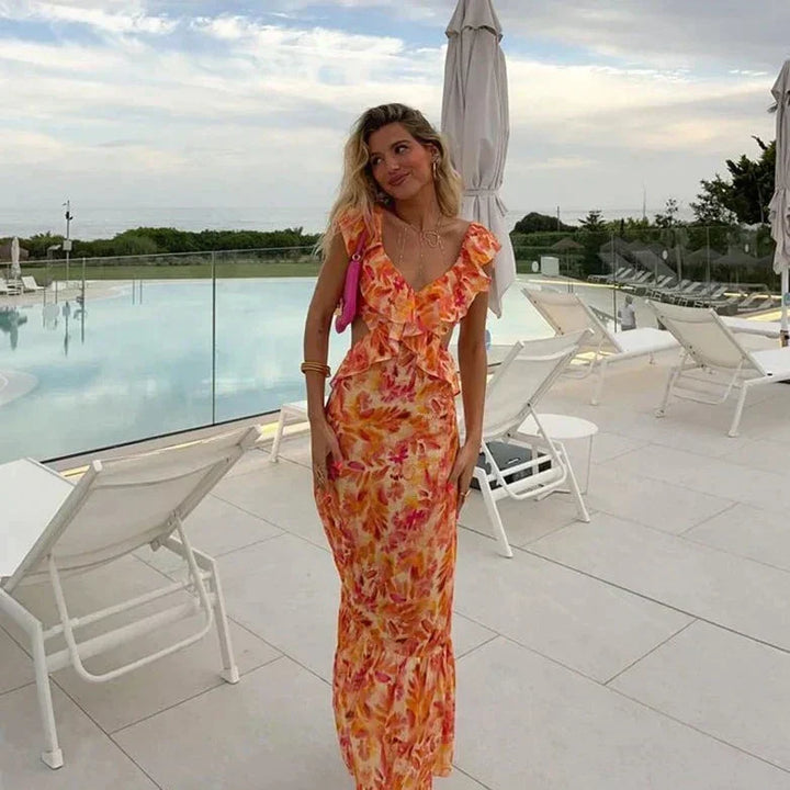 Women’s Floral Ruffle Maxi Dress