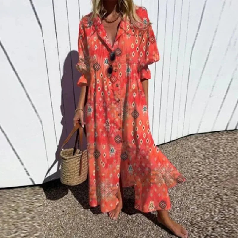 Stella | Women’s Boho Floral Long Sleeve Maxi Dress