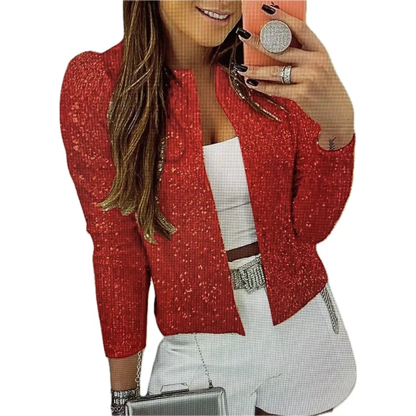 Women’s Elegant Sequin Cropped Jacket