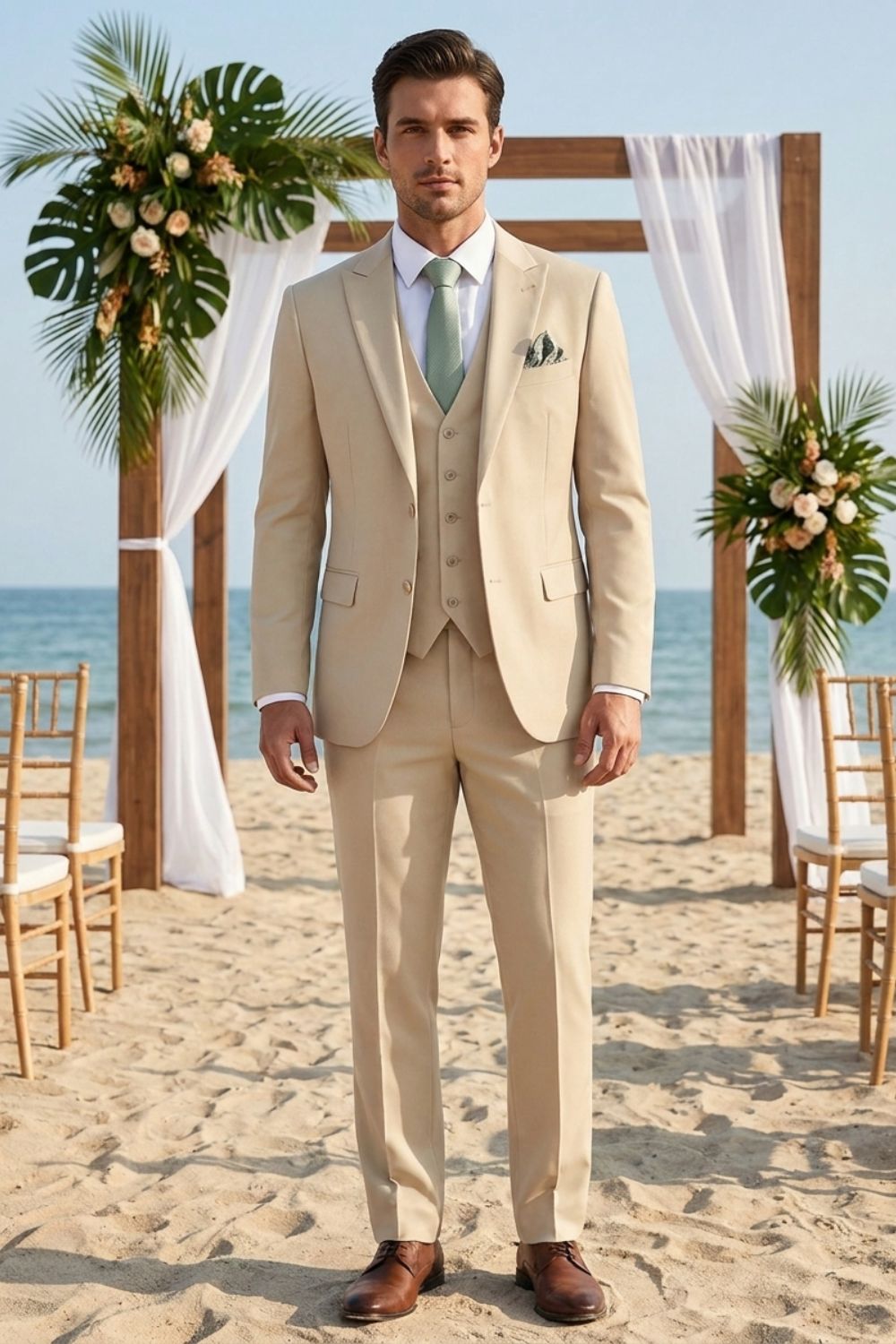 Men's Suits – Three-Piece Single-Button Suit with Vest and Slim Silhouette for Weddings & Formal Ceremonies