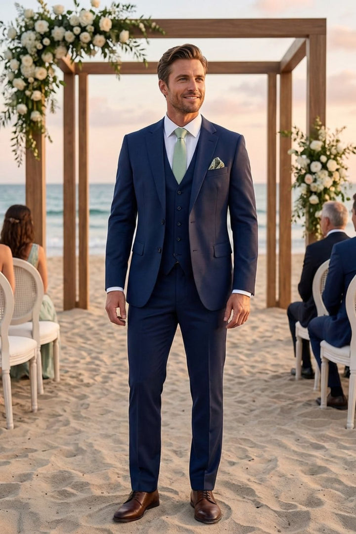 Men's Suits – Three-Piece Single-Button Suit with Vest and Slim Silhouette for Weddings & Formal Ceremonies