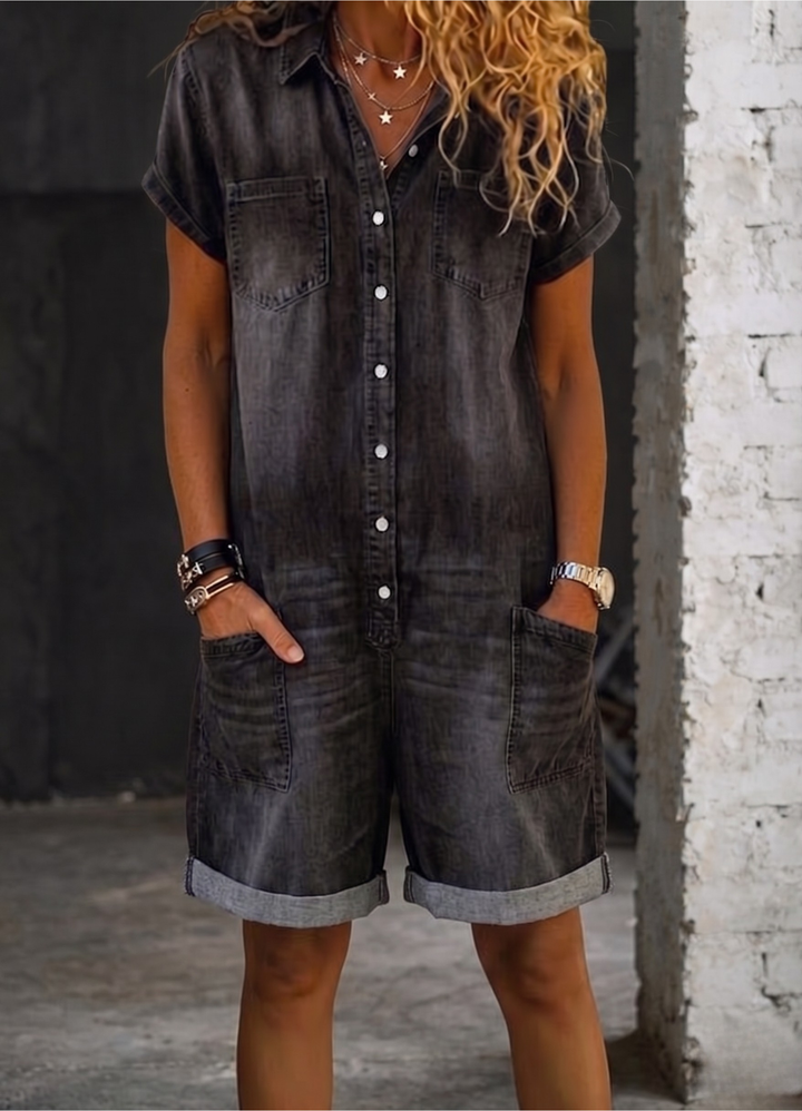 Nora | Casual Denim Jumpsuit Shorts