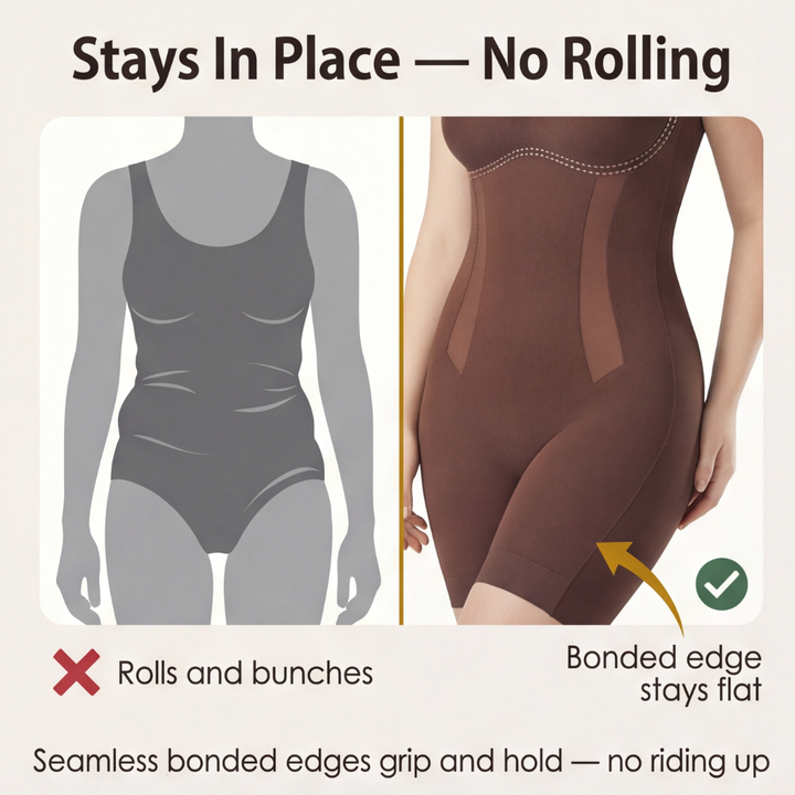 Women's shaping bodysuit without sleeves with a V-neck that slims