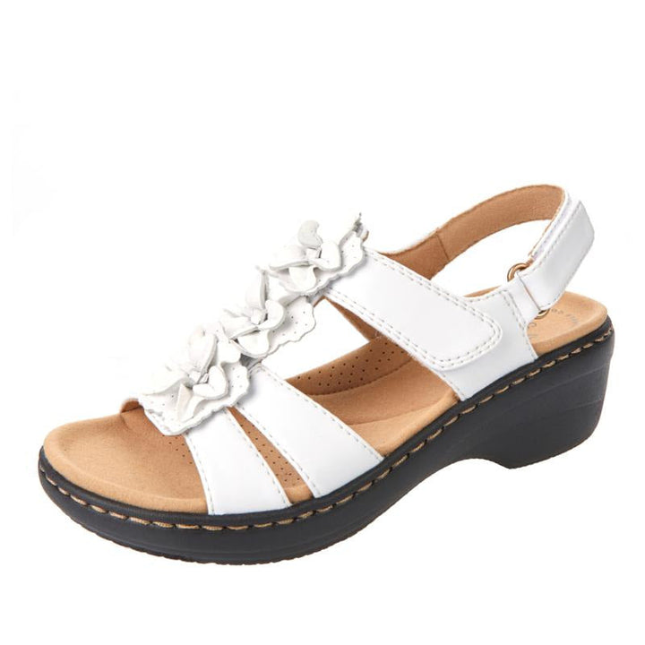 Women’s Wedge Sandals with Floral Strap and Open-Toe Design