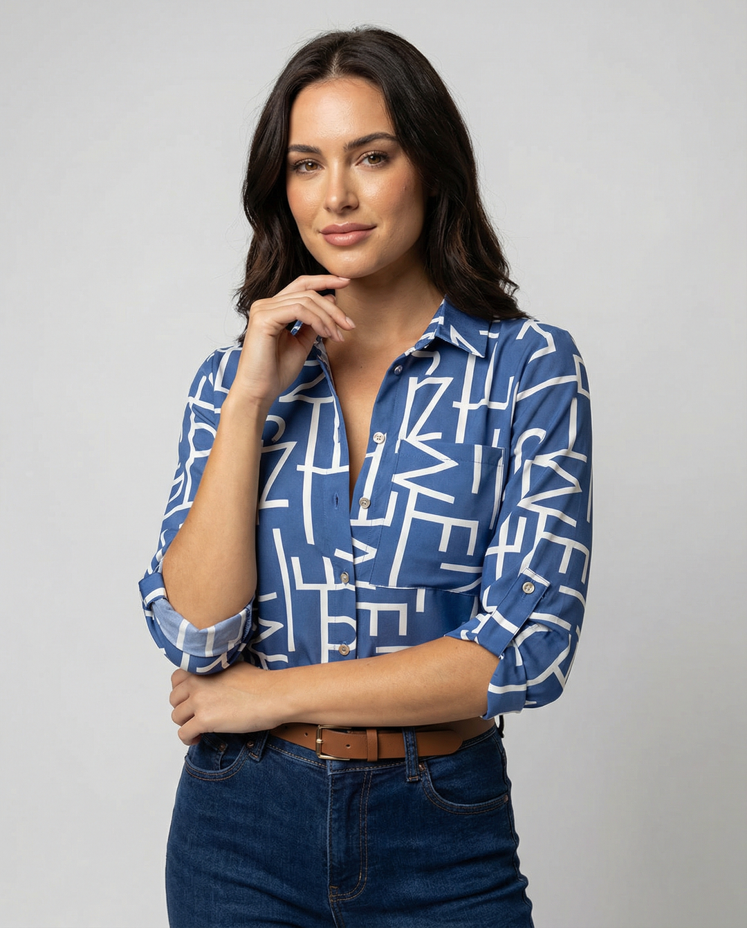 Women’s Casual Printed Button-Up Shirt