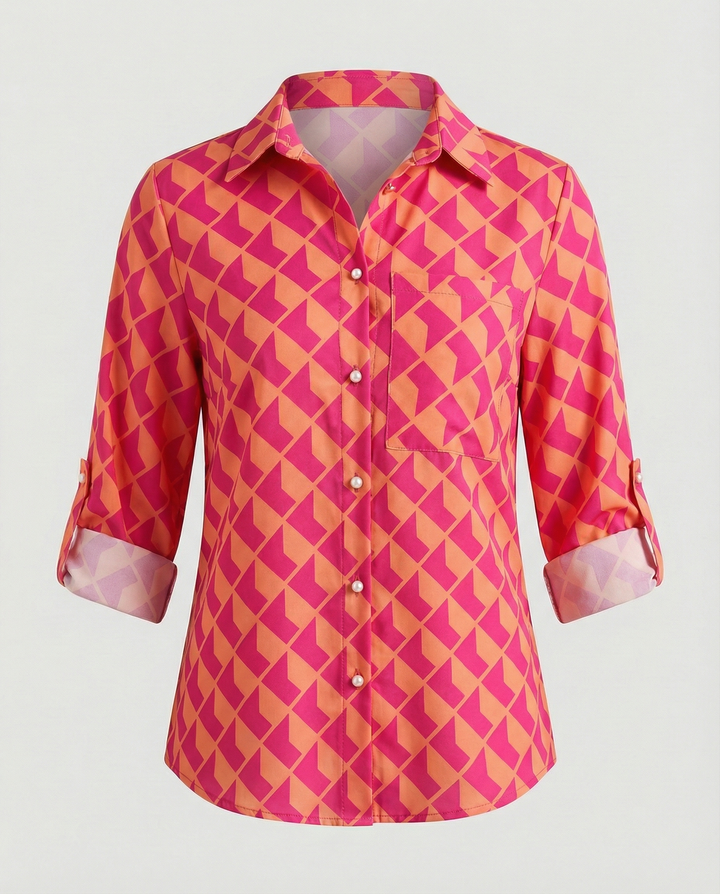 Women’s Casual Printed Button-Up Shirt