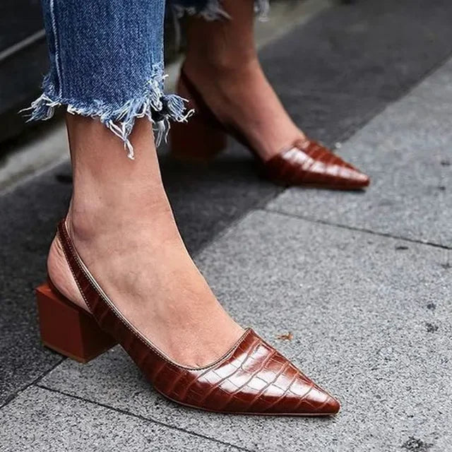 Women’s Pointed Toe Slingback Heels with Block Heel