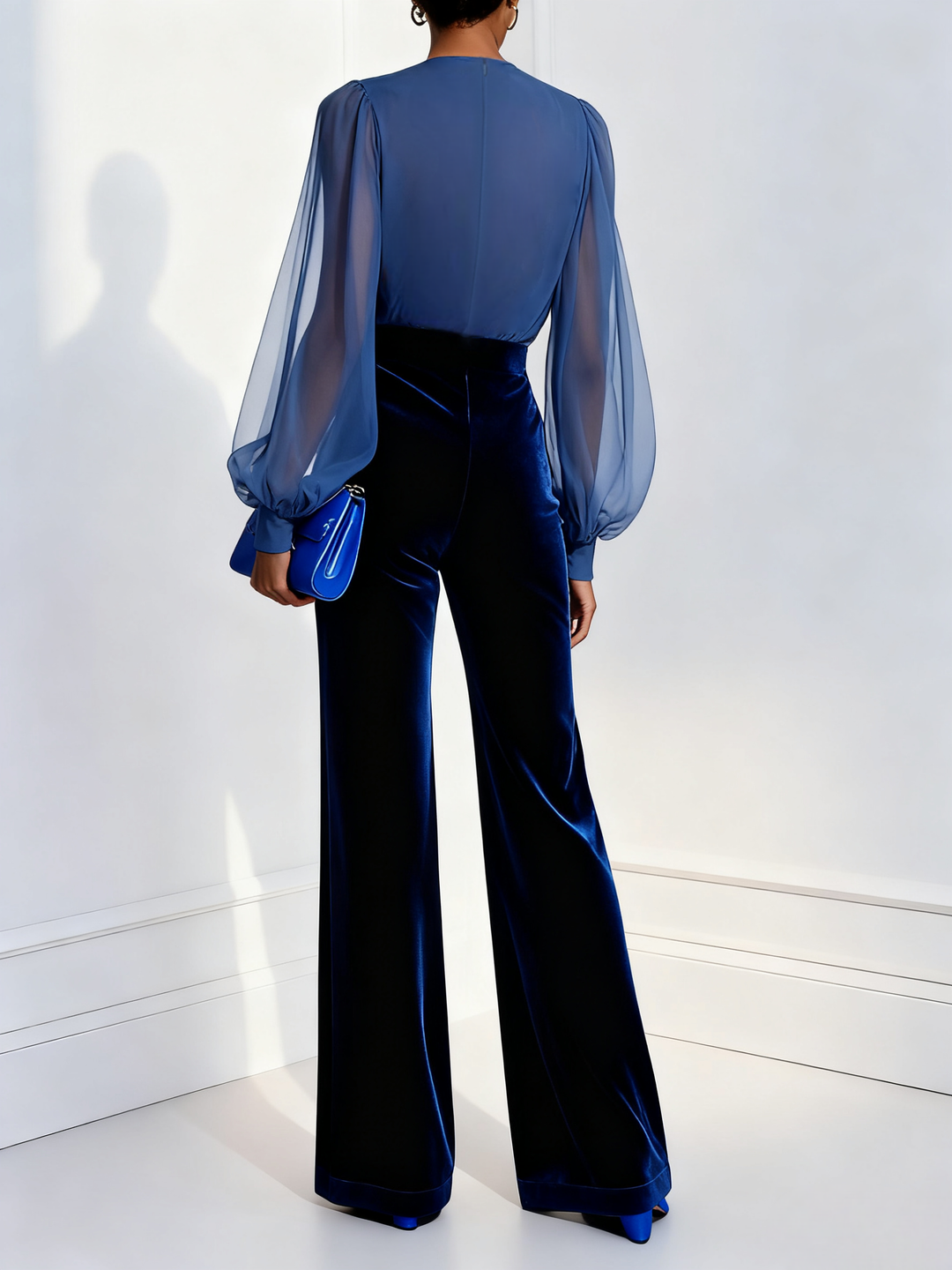 Izabela | Elegant blue jumpsuit with mesh