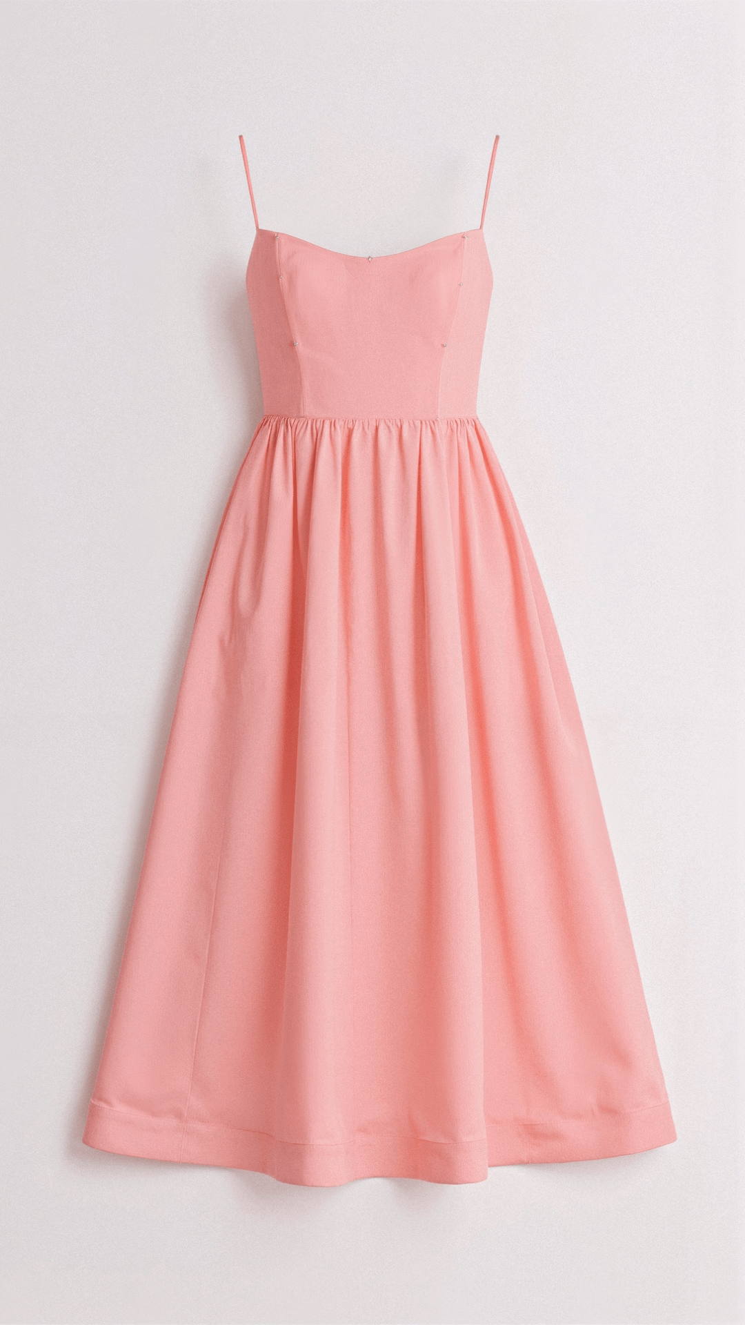 Women's Midi Dress - Spaghetti Strap Scoop Neck Gathered A-Line Skirt