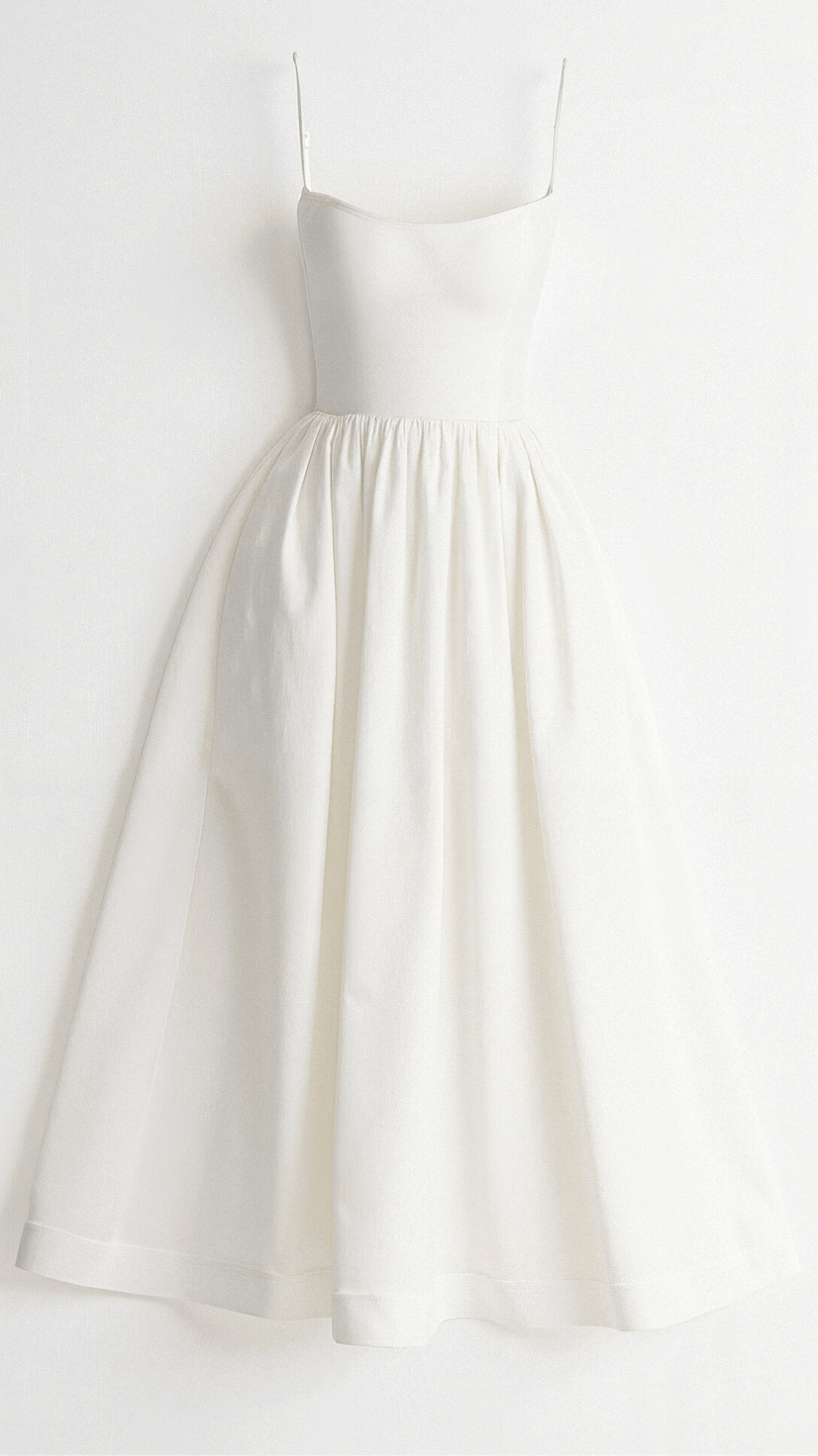 Women's Midi Dress - Spaghetti Strap Scoop Neck Gathered A-Line Skirt