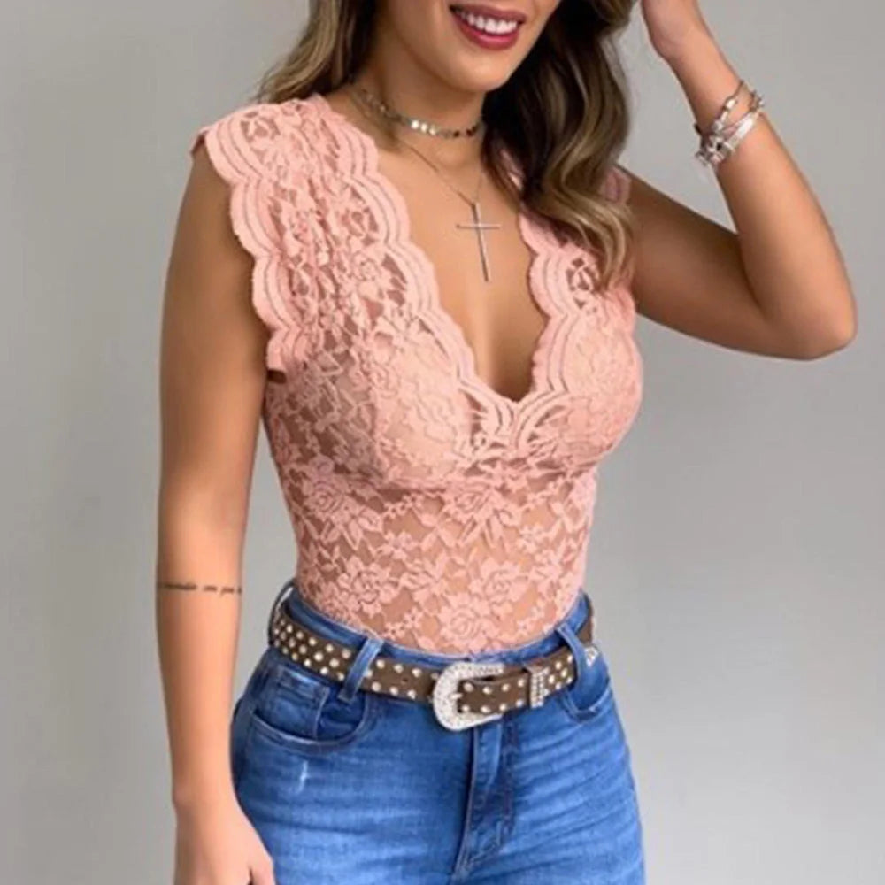 Women’s Lace V-Neck Sleeveless Top