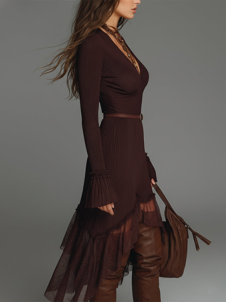 Breina | Elegant Midi Dress Made of Pleated Mesh
