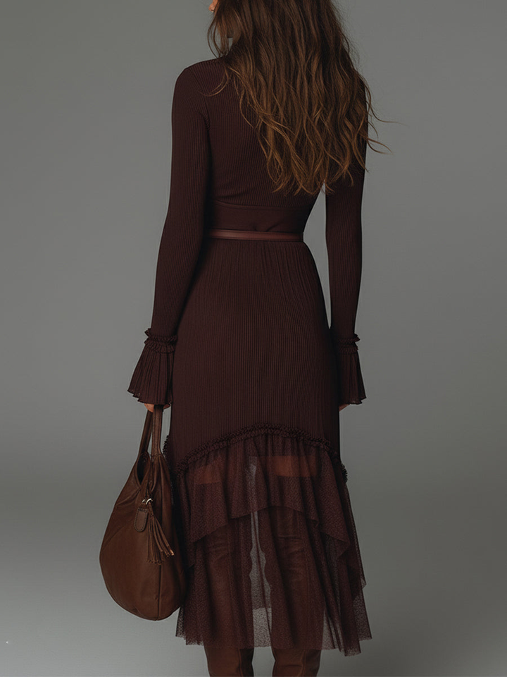 Breina | Elegant Midi Dress Made of Pleated Mesh