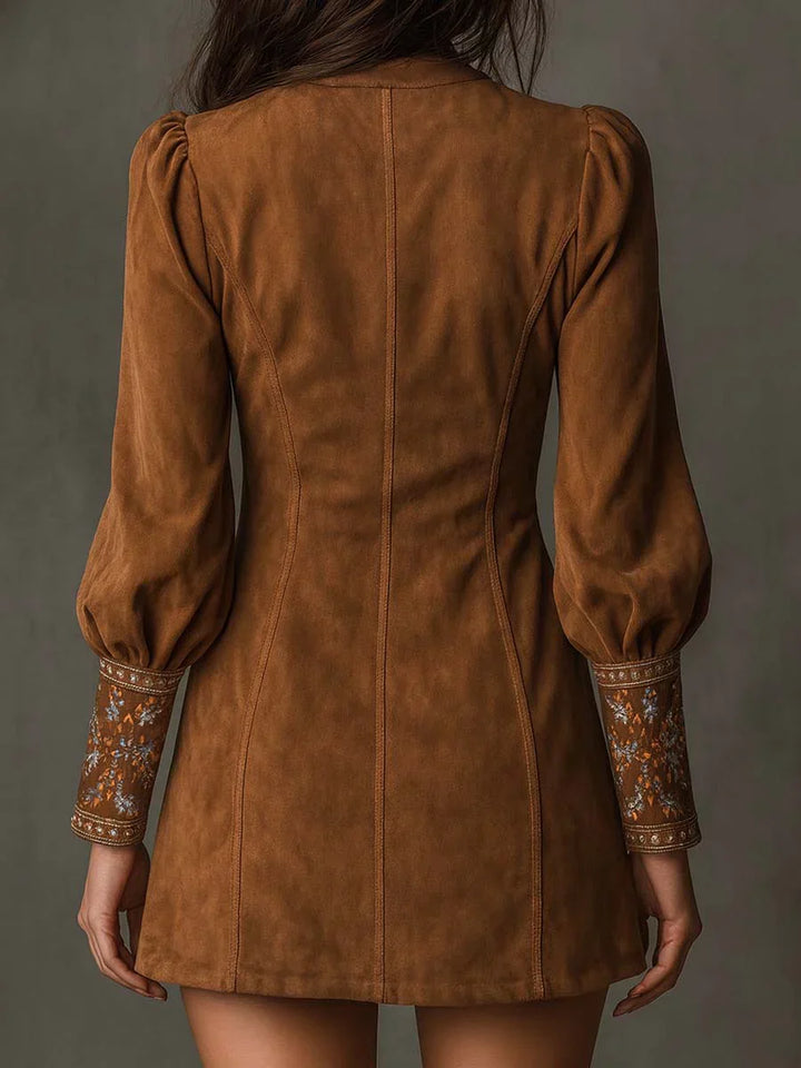 Gyana | Embroidered Mini Dress with Deep V-Neck