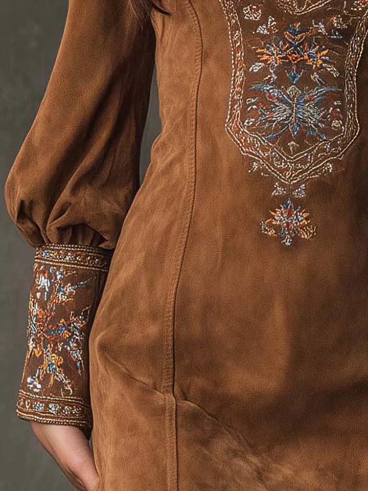 Gyana | Embroidered Mini Dress with Deep V-Neck