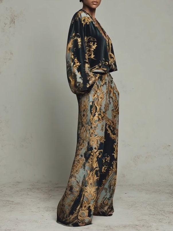 Elegant women's jumpsuit | with V-neck and wide legs