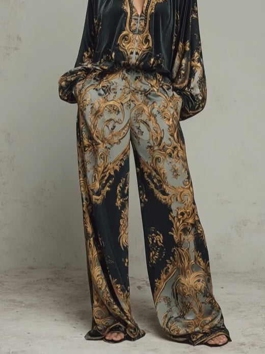 Elegant women's jumpsuit | with V-neck and wide legs