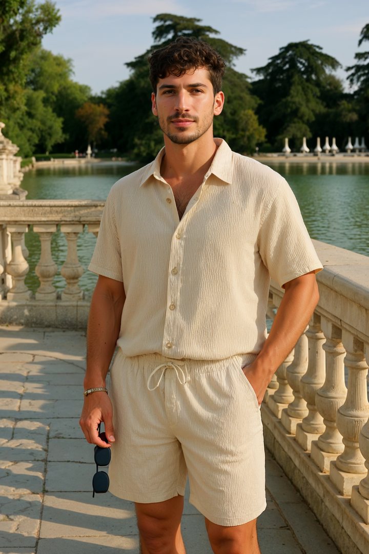 Men’s Two-Piece Summer Set – Breezy Rib Design & Relaxed Fit