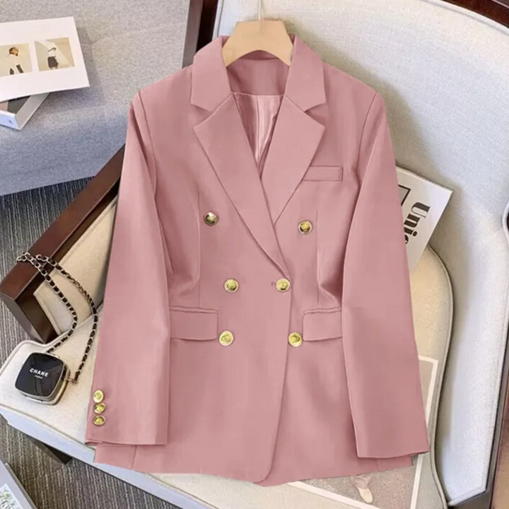 Elegant Blazer with Double-Breasted Design and Gold Buttons